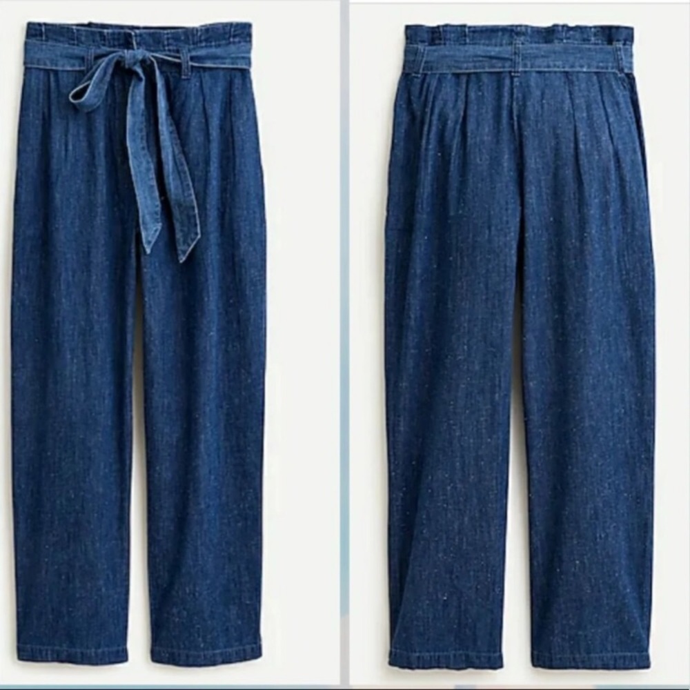 J Crew High waist wide leg chambray pants size 16